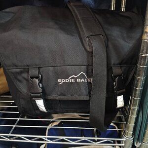 Eddie Bauer Vintage Black Nylon Laptop Messenger Bag